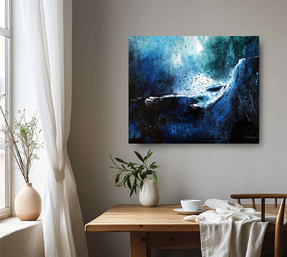 La danse des martinets aux Chutes d’Iguazú  |Œuvre originale à l’huile | Art contemporain nature